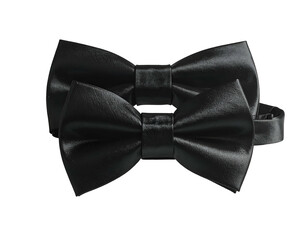 Two shiny black satin bow ties, elegant accessories