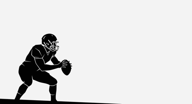 American football player silhouette ready to throw the ball, a dynamic display of athleticism and focus for sports designs and motivational themes - Powered by Adobe