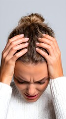 Fototapeta premium Stressed Woman Holding Head