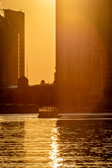 Sunrise colors over lake Ontario and Toronto harbourfront