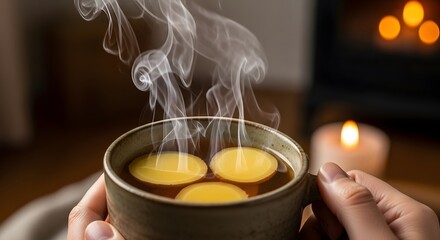 Cozy Morning Ritual Steaming Tea with Honey, a Relaxing Moment of Warmth and Comfort