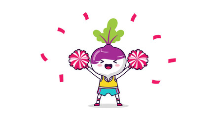 Cheerful Vegetable Mascot with Pom-Poms Ready for a Energetic and Joyful Celebration