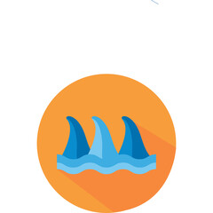 Stylized Blue Waves with Orange Circle Background and Long Shadow Effect