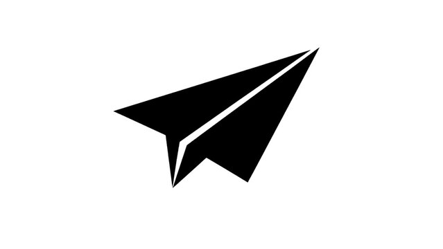 Vector illustration&nbsp;of black paper airplane icon flying diagonally isolated on transparent background