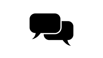 Fototapeta premium Vector illustration&nbsp;of black silhouette icon of two overlapping speech bubbles representing conversation, chat, or communication, isolated on transparent background