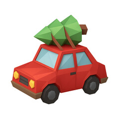 PNG Geometric car with Christmas tree