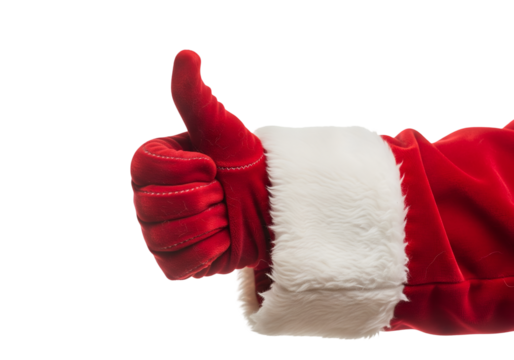 Santa Claus showing thumb up on transparent background