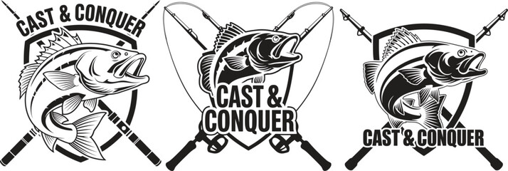 Obraz premium Cast and Conquer Bass Fishing Logo Bundle (3 Vector Designs) 