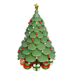 Isometric View Christmas Tree 3D Render Illustration