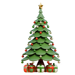 Side View Christmas Tree 3D Render Illustration