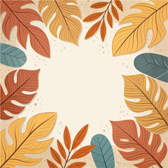 Fototapeta premium Stylish autumn leaf frame with warm earthy tones showcases seasonal beauty, ideal for invitations, greetings, or nature-inspired designs; originally a scalable vector graphic