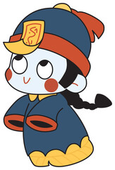 Cute-style Qing Dynasty hopping zombie - vector illustration