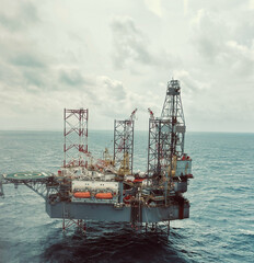 Offshore Oil and Gas Jack-up Drilling Rig in the Sea