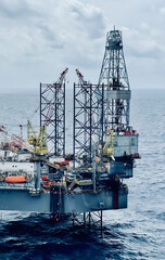Offshore Oil and Gas Jack-up Drilling Rig in the Sea