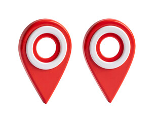 Two red map pin pointers with white rings