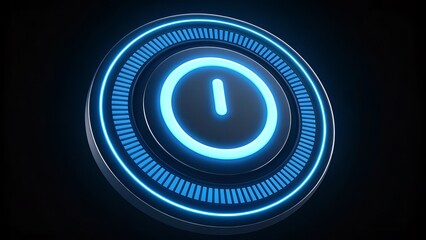 Futuristic Neon Power Button Icon – Electric Blue Tech Glow Design