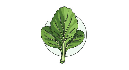 Fresh Green Leafy Vegetable Artwork With Bright Green Tones On A Dark Background