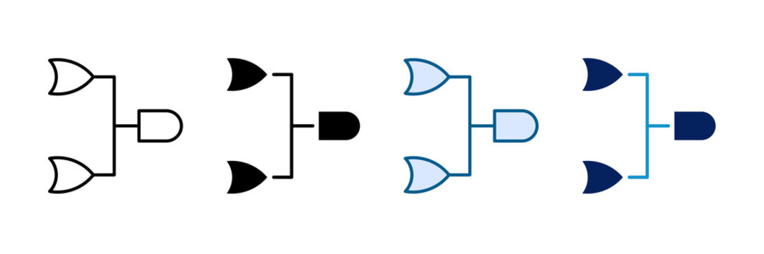 Logic Diagram Icon Set Multiple Style Collection