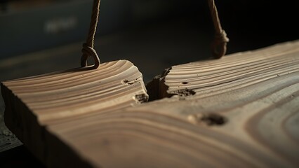 deformation. A wooden plank bent under weight, showing stress lines and texture. tutorial guides, club newsletters, designed for tourism and weekend activity guides, used by ui designers.