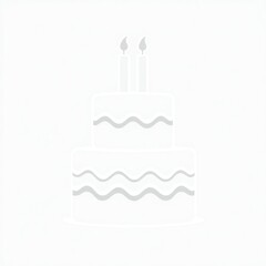 Minimalist white birthday cake with two candles on a white background