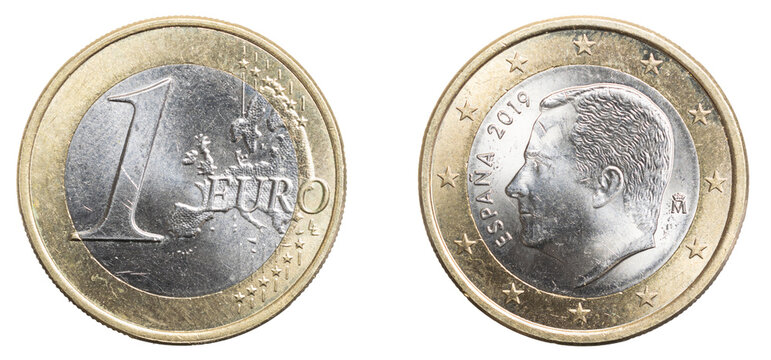 one euro coin on a white isolated background