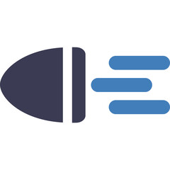 Stylized Dark Blue And White Bullet With Blue Speed Lines On A Transparent Background Representing Motion