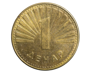 one macedonian denar coin  isolated on white background