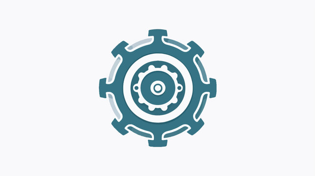 Minimalist symmetrical flywheel gear icon with clean mechanical lines and vibrant color options