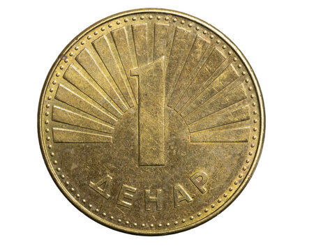 one macedonian denar coin  isolated on white background