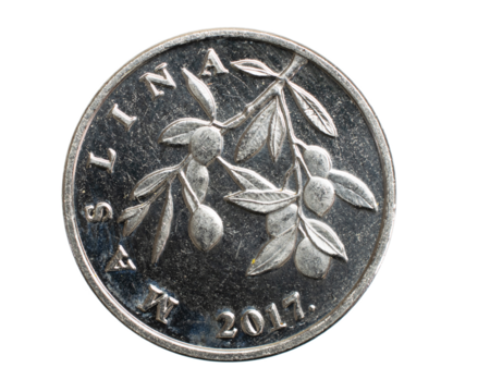 twenty croatian lipa coin isolated on white background