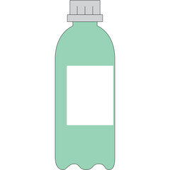 Light Green Plastic Bottle With White Label and Gray Cap Isolated On Transparent Background
