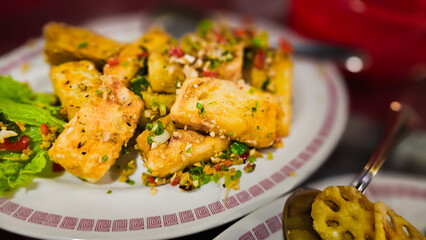 Golden Fried Tofu Crispy Vegetarian Protein Dish