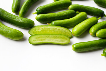 Fresh green organic mini baby bucumbers