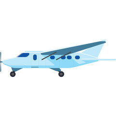 Light Blue Small Propeller Airplane in Profile View with Transparent Background for Aviation and Travel Concepts