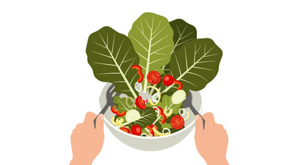 Fresh Salad Being Prepared in a Bowl, Ready for Enjoyment and Nourishment