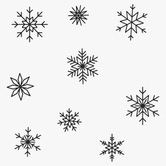 Set of Simple light snowflake symbol design.