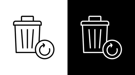 Recycle Bin Outline White Icon Set Design