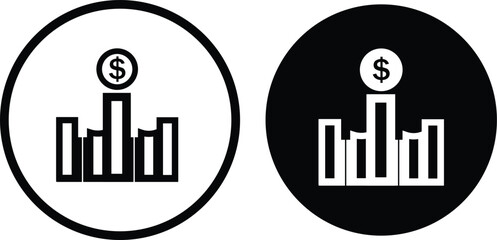 House with dollar sign icon set in editable stroke, Real Estate House Price,Black house icon with a white dollar sign white background.

