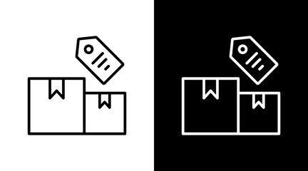 Product Label Outline White Icon Set Design