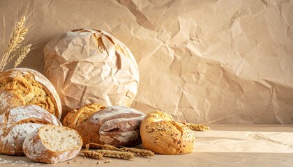 柔らかなブラウンのクラフト紙が広がる、自然でエコな印象の背景です。
ベーカリーやデリ、カフェの手作り感やナチュラルな世界観を引き立てるトーンが特徴です。