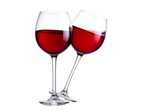 Two glasses clinking with red liquid