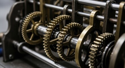 Close-up of intricate clockwork gears