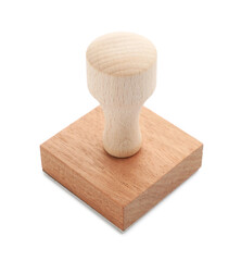 One wooden stamp isolated on white. Office tool