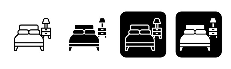 Bedroom Icon Line and Black Fill Style Collection