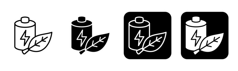 Green Energy Icon Line and Black Fill Style Collection