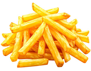 Golden crispy potato sticks piled high