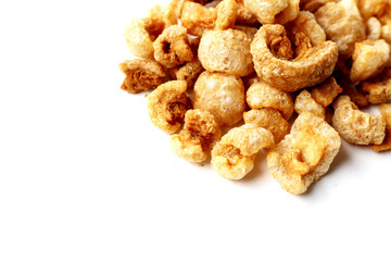 Crispy pork cracklings, a crunchy savory snack.