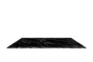 Black marble shelves isolated on white background.