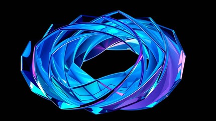 Abstract Geometric Torus with Blue and Purple Hue