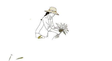 Harvesting Time: A Farmer's Diligence Depicted In Simple But Elegant Illustration